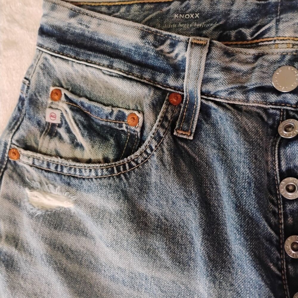 AG Adriano Goldschmied Knox High Rise Baggy Boyfriend Jeans Women 25R Distressed - Picture 7 of 12